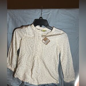 NWT GIRLS CREAM AND SILVER POLKA DOT BLOUSE BY CRAZY 8